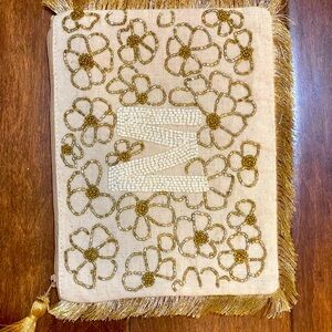 Beaded Floral Monogram Pouch